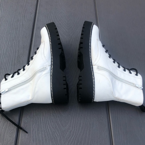 White Harley Lace-up Combat Moto Boots sz 7,5 - Picture 6 of 15